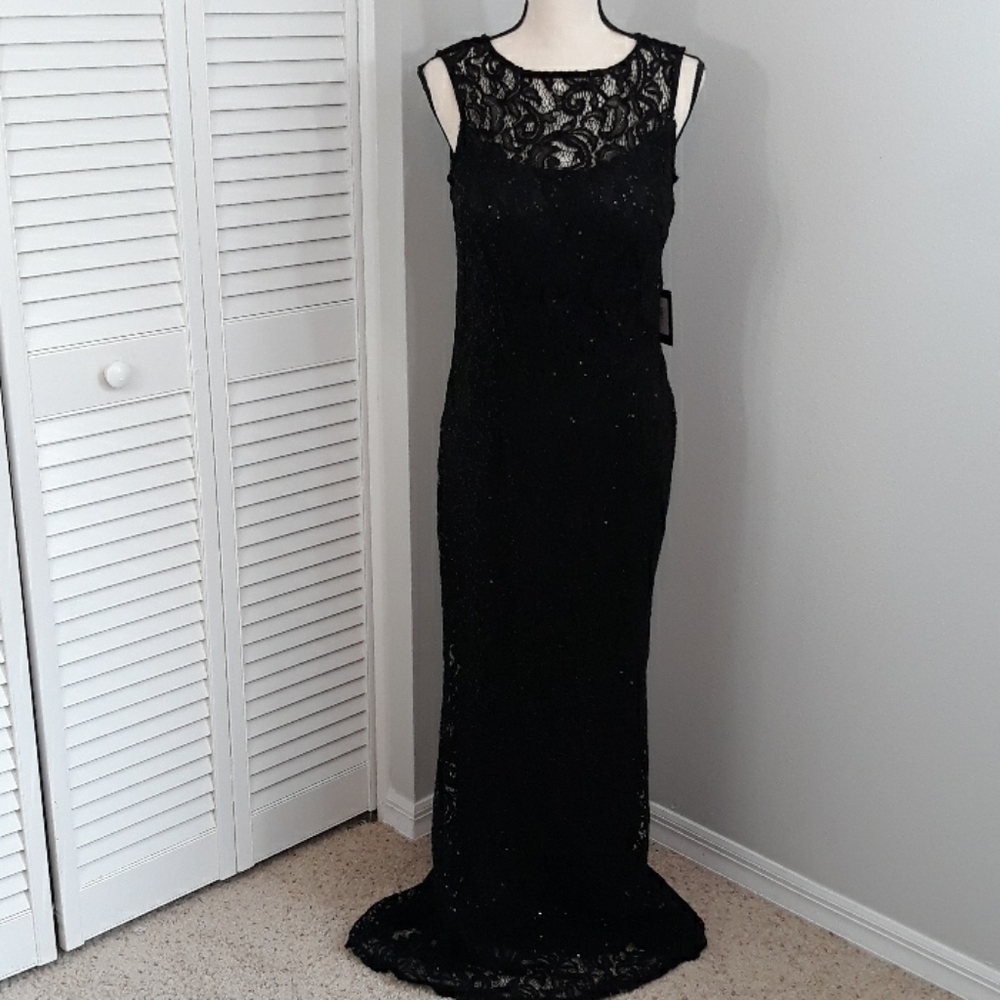 NWT Marina Black Maxi Dress sx 10
